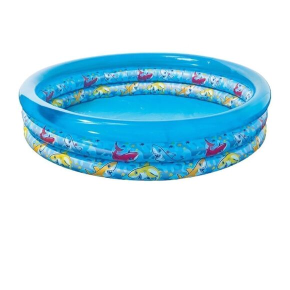 Play Day 3 Ring Shark Pool, Blue - Picture 4 of 4